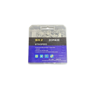 Cadena Zonkie SX8 de 6/7/8 velocidades, 1/2" x 3/32", 116 eslabones.